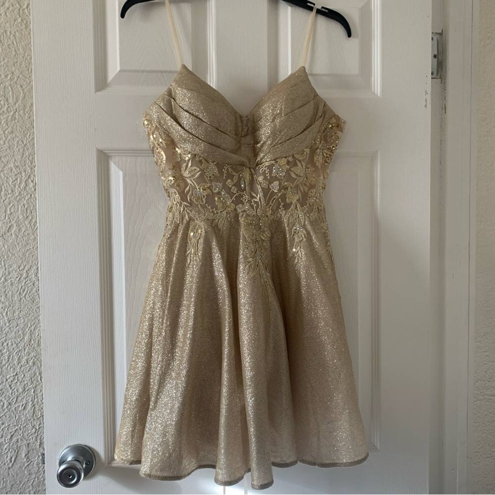 Dancing Queen Gold Glitter Mini Dress
